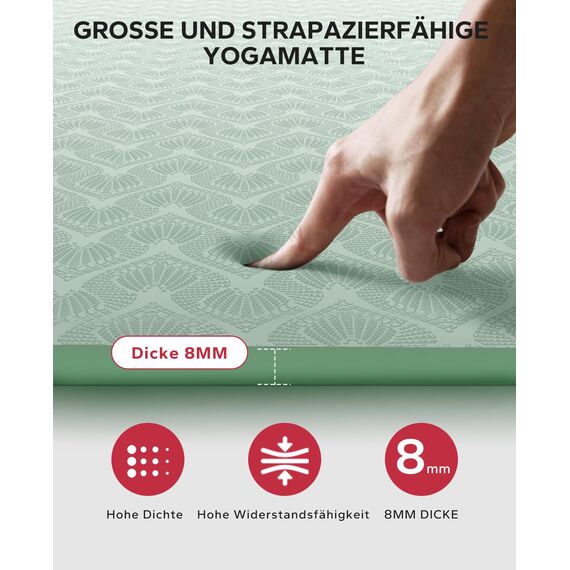 HAPBEAR Yogamatte XXL- Extra Groß Breit Yoga Matte, TPE Sportmatte Fitnessmatte rutschfest 183cm x122cmx 8mm Dicke, Ultra Haltbar, Gymnastikmatte für Pilates, Gym, Zuhause, Workout - 03