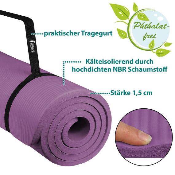 ALPIDEX Yogamatte Extra Dick 1,5 cm Gymnastikmatte 3 Größen E-Book rutschfest Phthalatfrei Fitness Matte Turnen Pilates Sport Physio HIIT Yoga Trainingsmatte Isomatte, Pink, 190 x 60 x 1.5 cm