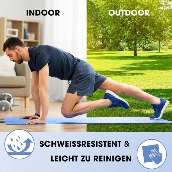 #DoYourFitness x World Fitness | Fitnessmatte "Jivan" | 183x61x2cm | Phthalatfrei & rutschfest | Gymnastikmatte ideal für Yoga, Pilates, Fitness, Outdoor im Studio & zu Hause | Blau