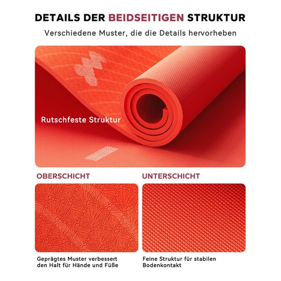 HAPBEAR Yogamatte XXL 213×76 cm – 8 mm Dicke, Doppelseitige Hochdicht PVC Rutschfeste Fitnessmatte & Sportmatte, Extra-Groß, Hohe Rückfederung, Doppelseitig verwendbar für Yoga, Pilates – Orange