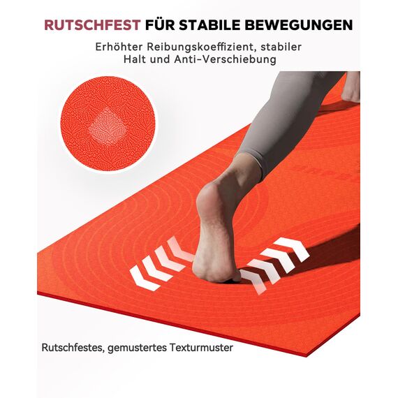 HAPBEAR Yogamatte XXL 213×76 cm – 8 mm Dicke, Doppelseitige Hochdicht PVC Rutschfeste Fitnessmatte & Sportmatte, Extra-Groß, Hohe Rückfederung, Doppelseitig verwendbar für Yoga, Pilates – Orange