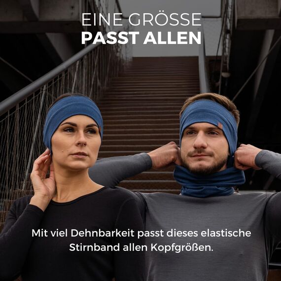 menique 100% Merino Damen Stirnband: menique rutschfeste Schweißbandbreite Ohrwärmer für das Laufen Wandern Yoga Sport-Stirnbänder für Feuchtigkeitsableitung und Haarband (Universal, Denim)