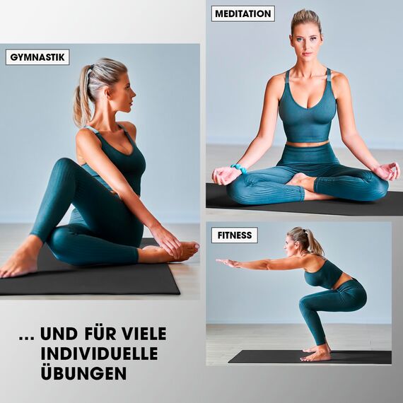 #DoYourFitness x World Fitness | Fitnessmatte "Yamuna" | 183x61x1,5cm | Phthalatfrei & rutschfest | Gymnastikmatte ideal für Yoga, Pilates, Fitness, Outdoor im Studio & zu Hause | Schwarz