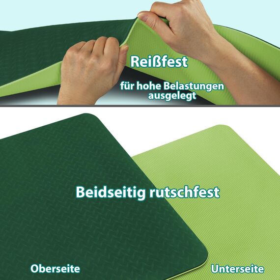 ALPIDEX Yogamatte rutschfest 190 x 61 x 0.6 cm | 190 x 90 x 0.6 cm E-Book Phthalatfreie Fitness TPE Matte Gymnastik Turnen Pilates Sport Yoga Trainingsmatte, Dark Green/Lime, 190 x 61 x 0.6 cm