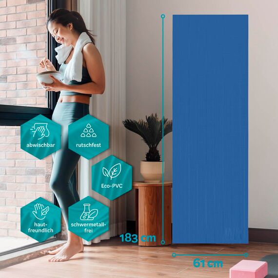 #DoYourYoga Fitnessmatte Yogamatte »Kirana« aus ECO-PVC - 183 x 61 x 0,4 cm - rutschfest & robust - Gymnastikmatte Yoga Matte Trainingsmatte Pilates Workout - Navyblau