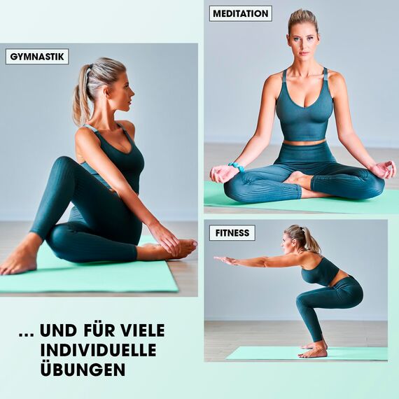 #DoYourFitness x World Fitness | Fitnessmatte "Yogini" | 183x61x1cm | Phthalatfrei & rutschfest | Gymnastikmatte ideal für Yoga, Pilates, Fitness, Outdoor im Studio & zu Hause | Türkis