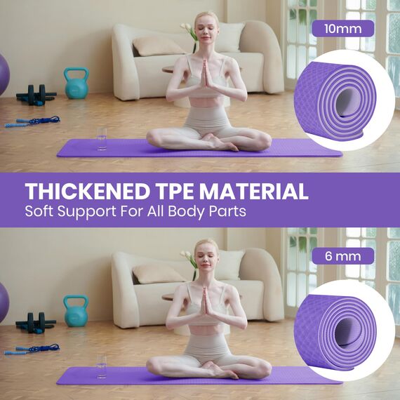 Good Nite Gymnastikmatte Yogamatte Fitnessmatte Rutschfest Trainingsmatte Sport Turn Matten Pilates Matte Bodenturnmatte Mit Tragegurt 183 x 61 x 1 cm (Dunkelviolett/Hellviolett)