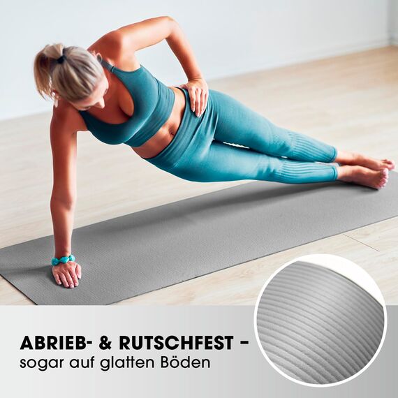 #DoYourFitness x World Fitness | Fitnessmatte "Ashanti" | 190x100x1cm | Phthalatfrei & rutschfest | Gymnastikmatte ideal für Yoga, Pilates, Fitness, Outdoor im Studio & zu Hause | Grau