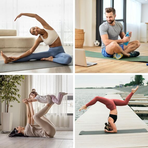 ALPIDEX Yogamatte rutschfest 190 x 61 x 0.6 cm | 190 x 90 x 0.6 cm E-Book Phthalatfreie Fitness TPE Matte Gymnastik Turnen Pilates Sport Yoga Trainingsmatte, Bordeaux/Cream, 190 x 90 x 0.6 cm