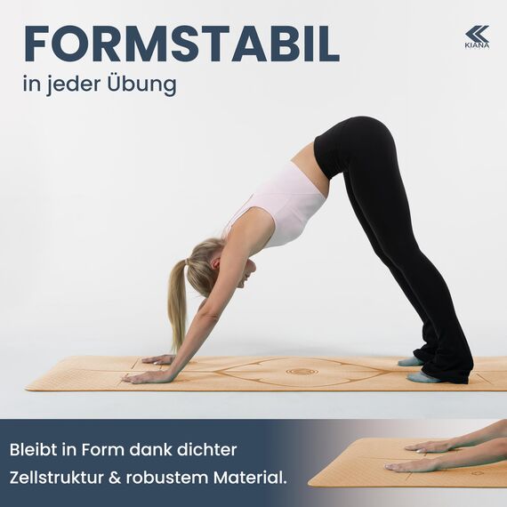 KIANA SPORTS® Yoga Matte – Rutschfeste Sportmatte in Deutschland entwickelt – 2 Komfort-Dicken – Formstabile Yogamatte & Gymnastikmatte – Ideale Fitnessmatte für Yoga & Pilates zuhause oder im Studio