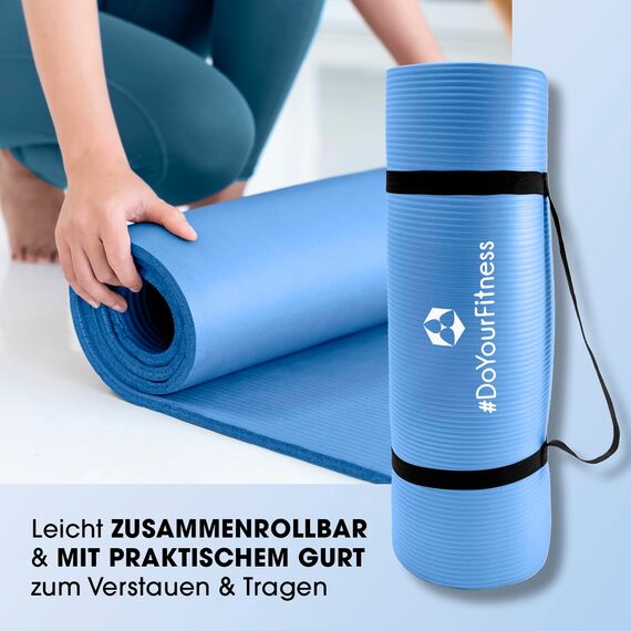 #DoYourFitness x World Fitness | Fitnessmatte "Yamuna" | 183x61x1,5cm | Phthalatfrei & rutschfest | Gymnastikmatte ideal für Yoga, Pilates, Fitness, Outdoor im Studio & zu Hause | Blau