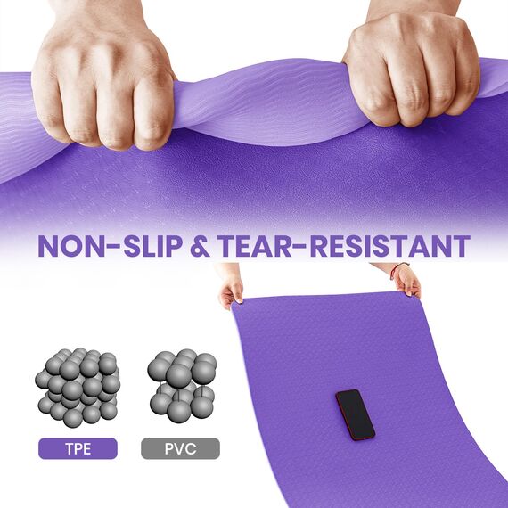 Good Nite Gymnastikmatte Yogamatte Fitnessmatte Rutschfest Trainingsmatte Sport Turn Matten Pilates Matte Bodenturnmatte Mit Tragegurt 183 x 61 x 1 cm (Dunkelviolett/Hellviolett)