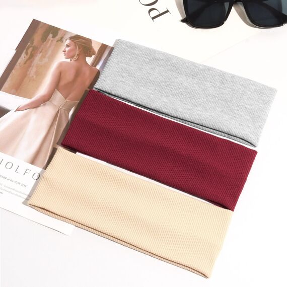 PROPOG Haarband Damen Sommer, Baumwolle Stirnband Antirutsch Haarbänder Elastisch Headband Schweiß Weich Hairband 3 Stück Haaraccessoires Damen für Yoga Workout Laufen Sport