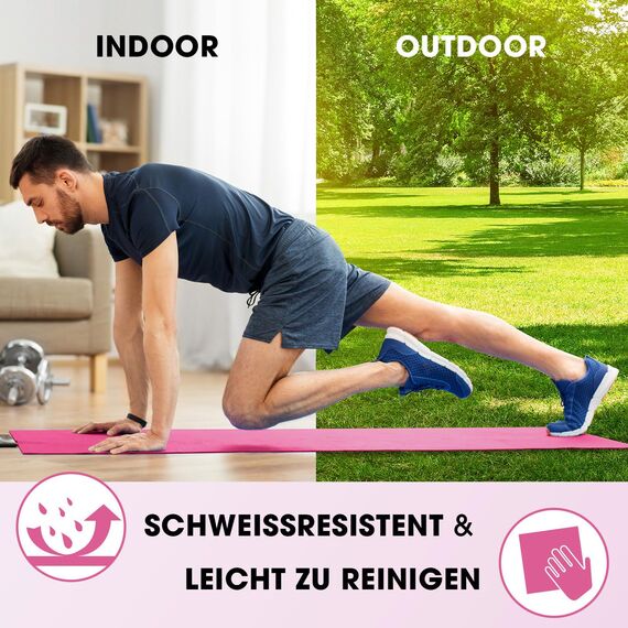 #DoYourFitness x World Fitness | Fitnessmatte "Yamuna" | 183x61x1,5cm | Phthalatfrei & rutschfest | Gymnastikmatte ideal für Yoga, Pilates, Fitness, Outdoor im Studio & zu Hause | Pink