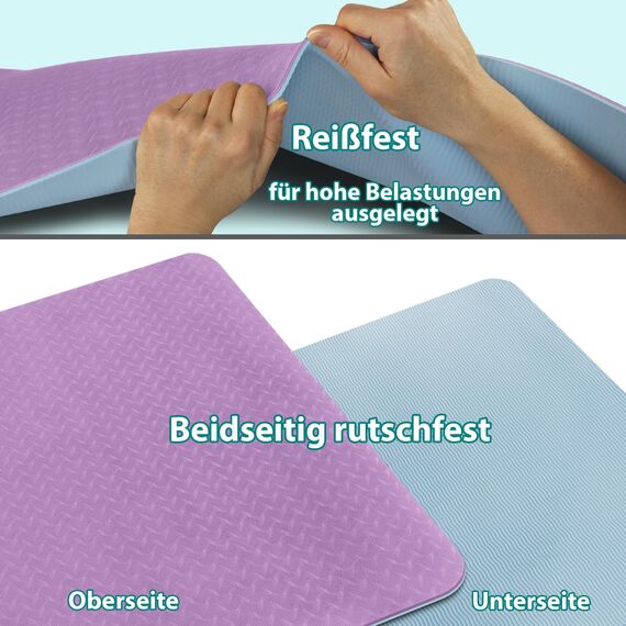 ALPIDEX Yogamatte rutschfest 190 x 61 x 0.6 cm | 190 x 90 x 0.6 cm E-Book Phthalatfreie Fitness TPE Matte Gymnastik Turnen Pilates Sport Yoga Trainingsmatte, Lavender/Ice Blue, 190 x 90 x 0.6 cm