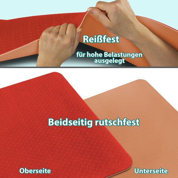 ALPIDEX Yogamatte rutschfest 190 x 61 x 0.6 cm | 190 x 90 x 0.6 cm E-Book Phthalatfreie Fitness TPE Matte Gymnastik Turnen Pilates Sport Yoga Trainingsmatte, Salmon/Apricot, 190 x 61 x 0.6 cm
