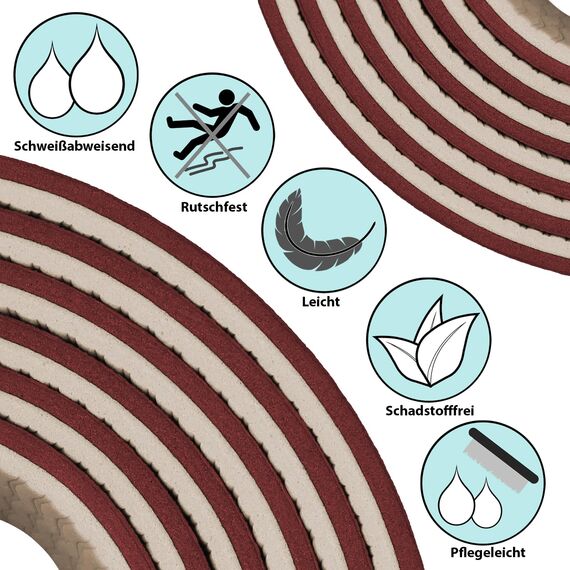 ALPIDEX Yogamatte rutschfest 190 x 61 x 0.6 cm | 190 x 90 x 0.6 cm E-Book Phthalatfreie Fitness TPE Matte Gymnastik Turnen Pilates Sport Yoga Trainingsmatte, Bordeaux/Cream, 190 x 90 x 0.6 cm