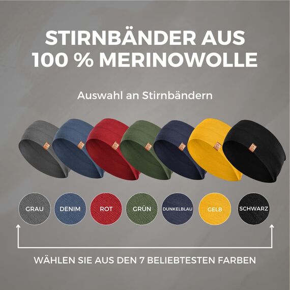 menique 100% Merino Damen Stirnband: menique rutschfeste Schweißbandbreite Ohrwärmer für das Laufen Wandern Yoga Sport-Stirnbänder für Feuchtigkeitsableitung und Haarband (Universal, Power Mango)