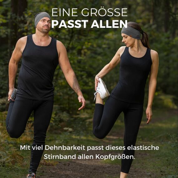 menique 100% Merino Damen Stirnband: menique rutschfeste Schweißbandbreite Ohrwärmer für das Laufen Wandern Yoga Sport-Stirnbänder für Feuchtigkeitsableitung und Haarband (universal, perfekt grau)
