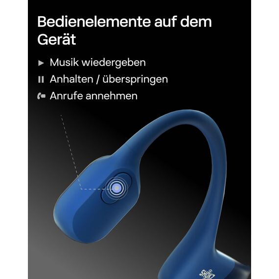 SHOKZ OpenRun Knochenschall Kopfhörer, Open-Ear Sport Bluetooth Kopfhörer mit Noise-Cancelling Mikrofon, IP67 wasserdichte kabellose Ohrhörer zum Laufen, 8 Std Spielzeit, USB-C, mit Sport-Stirnband