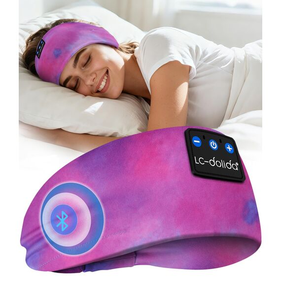 LC-dolida Schlafkopfhörer Bluetooth Sport-Kopfhörer Stirnband, Kabellos Schlafen Kopfhörer 15+ Stunden Lange Spielzeit Leichte Schlafstirnband mit HiFi-Stereo,Ergonomisch Tech Gadgets