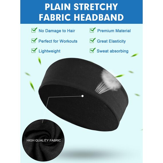 BELEVO Haarband Damen Schwarz, 5 cm Sport Headband Unisex Elastisch Stirnband Damen Dünn Antirutsch Haarbänder Herren Schwarz Headbands Yoga Fitness Laufen Exercise Gym