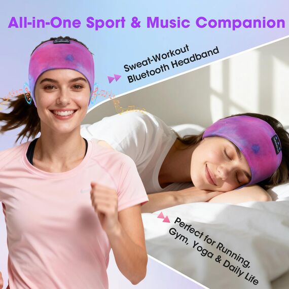 LC-dolida Schlafkopfhörer Bluetooth Sport-Kopfhörer Stirnband, Kabellos Schlafen Kopfhörer 15+ Stunden Lange Spielzeit Leichte Schlafstirnband mit HiFi-Stereo,Ergonomisch Tech Gadgets