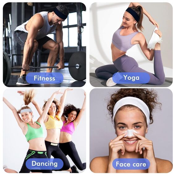 Sularpek 6 Stück Stirnband Damen, Elastic Haarband, Sport Schweiß Headband, Antirutsch Headbands, Damen Weiches Stirnbänder für Frauen Yoga Workout Fitness Headbands