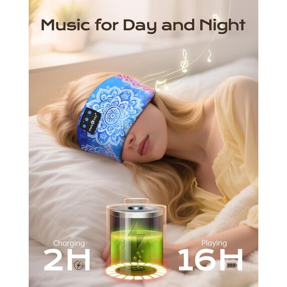 MUSICOZY Schlafkopfhörer Bluetooth, Schlaf Kopfhörer Seitenschläfer Kabellos Sport Kopfhörer Stirnband 16+STD für Yoga/Training/Reisen/Schlaflosigkeit,Tech Gadgets für Männer/Frauen