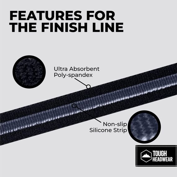 Tough Headwear Haarband Herren dünn elastisch - Sport Stirnband Herren Damen - Haarbänder Set - Sport Haar Band Jungs für Laufen Fußball Training