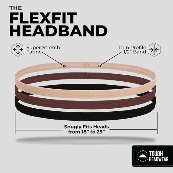 Tough Headware Haarband Damen und Herren - Dünne elastische Stirnbänder - Haarbänder für Sport Fußball Fitness - Stirnband Mädchen und Jungs - Sportband Set in versch. Farben