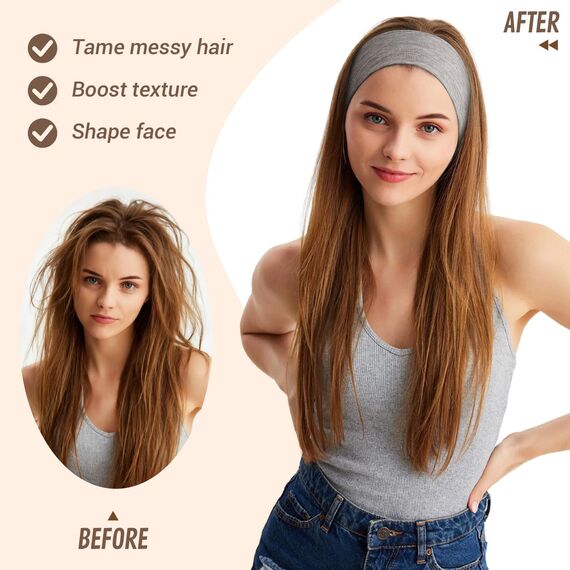 AWUMBUK Stirnband Damen Sport, 8 Pack Haarband Schwarz Haarbänder Damen Herren Antirutsch Stirnbänder Elastisch Headband Unisex Hair Band Sport Yoga Workout Laufen Fitness Gym Haarschmuck