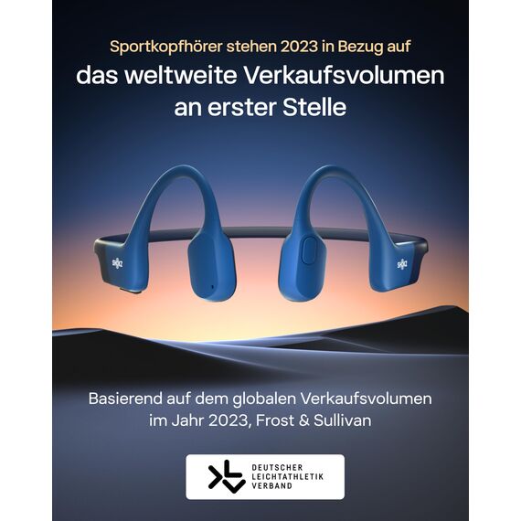 SHOKZ OpenRun Knochenschall Kopfhörer, Open-Ear Sport Bluetooth Kopfhörer mit Noise-Cancelling Mikrofon, IP67 wasserdichte kabellose Ohrhörer zum Laufen, 8 Std Spielzeit, USB-C, mit Sport-Stirnband