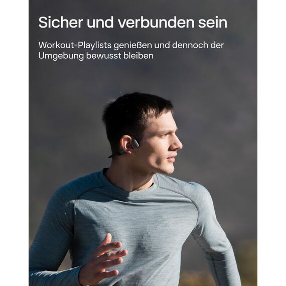 SHOKZ OpenRun Mini Knochenschall Kopfhörer, Open-Ear Sport Bluetooth Kopfhörer mit Noise-Cancelling Mikrofon, IP67 wasserdichte kabellose Ohrhörer zum Laufen, 8 Std Laufzeit, USB-C, Sport-Stirnband
