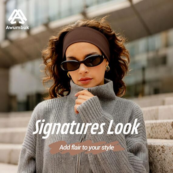 AWUMBUK Stirnband Damen Sport, 8 Pack Haarband Schwarz Haarbänder Damen Herren Antirutsch Stirnbänder Elastisch Headband Unisex Hair Band Sport Yoga Workout Laufen Fitness Gym Haarschmuck