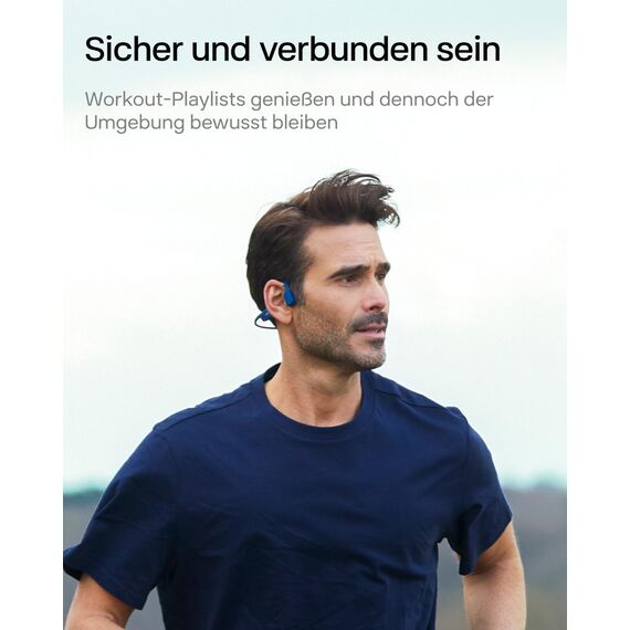 SHOKZ OpenRun Knochenschall Kopfhörer, Open-Ear Sport Bluetooth Kopfhörer mit Noise-Cancelling Mikrofon, IP67 wasserdichte kabellose Ohrhörer zum Laufen, 8 Std Spielzeit, USB-C, mit Sport-Stirnband