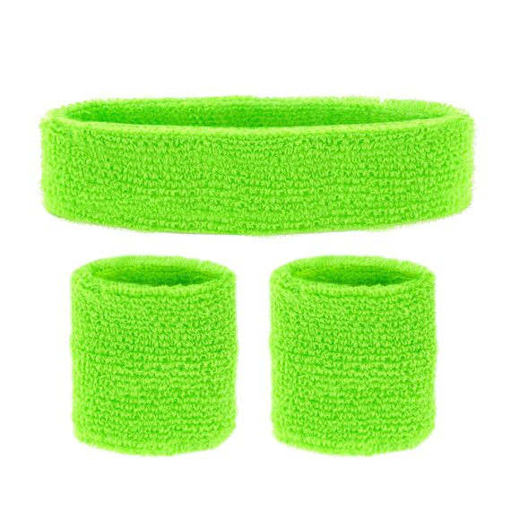 W WIDMANN MILANO Party Fashion - Schweißbänder Set 3-teilig, mit Stirnband und 2 Armbändern, Sport Accessoires, für 80er Jahre Trainingsanzug