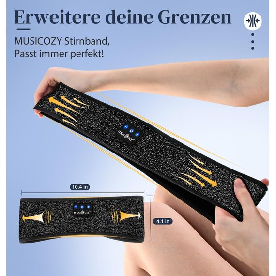 MUSICOZY Schlafkopfhörer Bluetooth, Schlaf Kopfhörer Seitenschläfer Kabellos Sport Kopfhörer Stirnband 16+STD für Yoga/Training/Reisen/Schlaflosigkeit,Tech Gadgets für Männer/Frauen