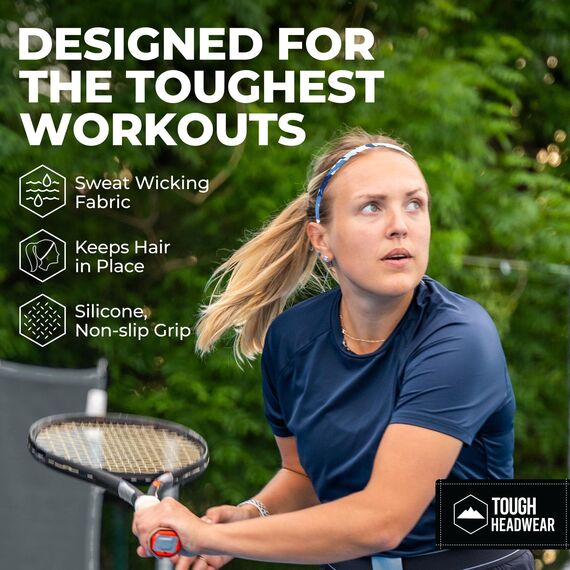 Tough Headware Haarband Damen und Herren - Dünne elastische Stirnbänder - Haarbänder für Sport Fußball Fitness - Stirnband Mädchen und Jungs - Sportband Set in versch. Farben