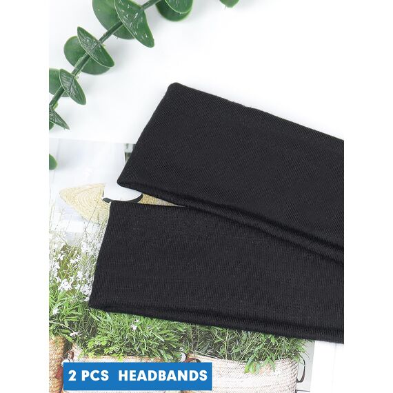 BELEVO Haarband Damen Schwarz, 5 cm Sport Headband Unisex Elastisch Stirnband Damen Dünn Antirutsch Haarbänder Herren Schwarz Headbands Yoga Fitness Laufen Exercise Gym