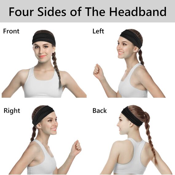 Flintronic 6 PCS Sports Damen Stirnband, Baumwollstretch Schweißband Mischfarben, Wicking Stretchy Stirnband für Frauen Sport/Yoga/Laufen/Fitness