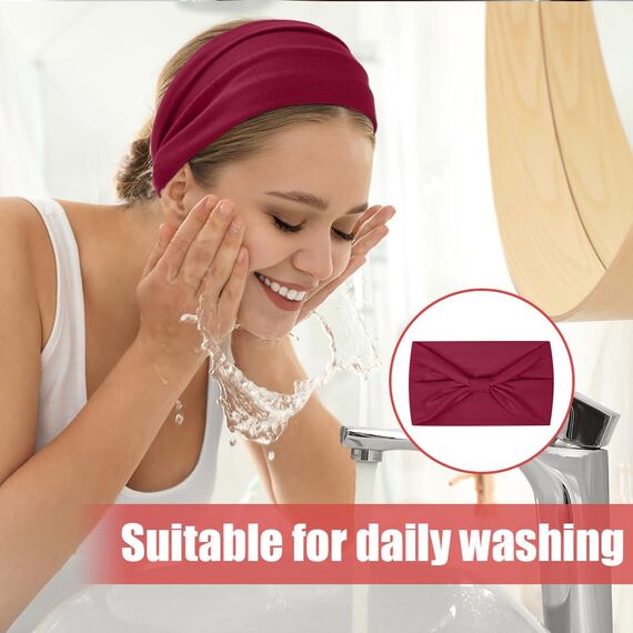 Flintronic 4 PCS Sports Damen Stirnband, Baumwollstretch Schweißband Mischfarben, Wicking Stretchy Stirnband für Frauen Sport/Yoga/Laufen/Fitness