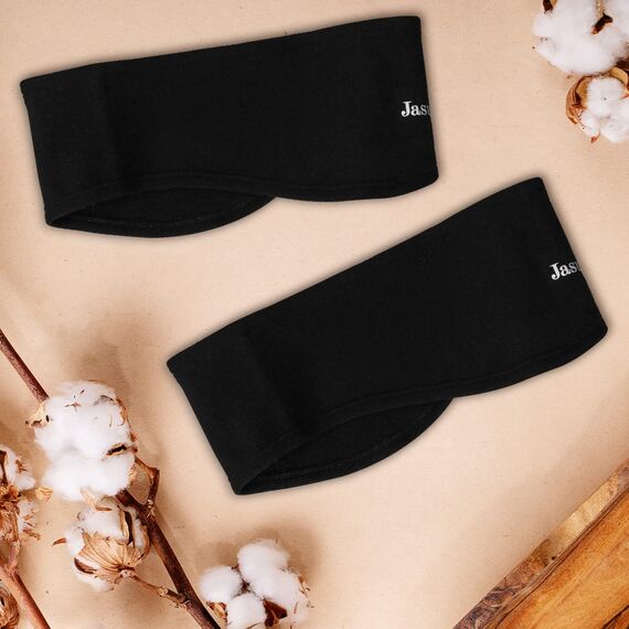 Winter Sport Stirnband für Damen und Herren- Ohrenschützer Ohrenwärmer Elastisch Haarband Warm Headband für Jogging Laufen Wandern Fahrrad - 2er Schwarz