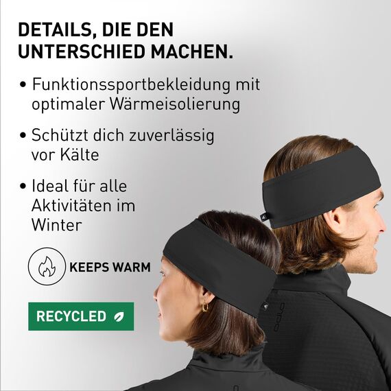 Odlo Stirnband Herren Damen Polyknit Warm I Winter Stirnband Sport I Headband Winterstirnband I Unisex