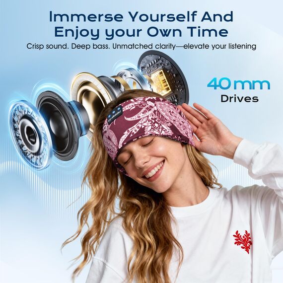 LC-dolida Schlafkopfhörer Bluetooth Kopfhörer Stirnband Seitenschläfer, Sleep Headphones 15+Std Playtime Schlafstirnband mit HiFi-Stereo für Sport Training,Joggen,Yoga,Reisen