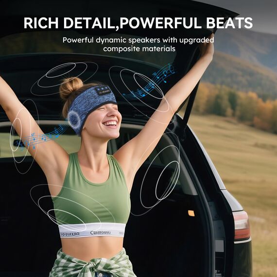 LC-dolida Schlafkopfhörer Bluetooth Stirnband Kopfhörer, Schlafkopfhörer Seitenschläfer Schlaf zum Kopfhörer 15+Std Playtime Schlafstirnband mit HiFi-Stereo für Sport Training,Joggen,Yoga,Reisen
