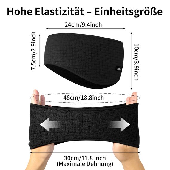Sport Ohrenwärmer Stirnband für Damen und Herren - Winter Anti Rutsch Elastisch Ohrenschutz Kopfband für Joggen Laufen Wandern Radfahren und Skifahren - 2er Set (schwarz + blau)