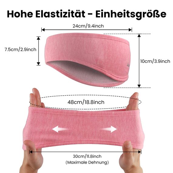 Stirnband Damen Sport Ohrenschutz für Damen und Herren - Winter/Frühling/Herbst Sport Haarband Elastisch Ohrenwärmer Kopfband für Jogging Laufen Wandern Fahrrad - 2er Set (Schwarz+Rosa)