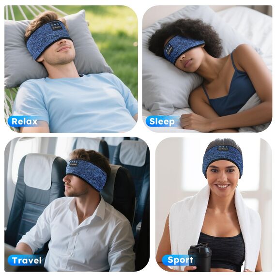 LC-dolida Schlafkopfhörer Bluetooth Stirnband Kopfhörer, Schlafkopfhörer Seitenschläfer Schlaf zum Kopfhörer 15+Std Playtime Schlafstirnband mit HiFi-Stereo für Sport Training,Joggen,Yoga,Reisen