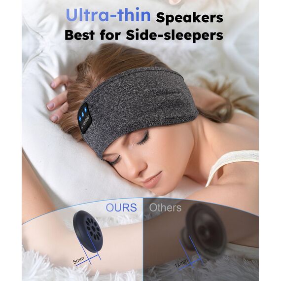 LC-dolida Schlafkopfhörer Bluetooth Stirnband Kopfhörer,Ultraweiche Kopfhörer zum Schlafen,Sportskopfhörer Musik mit Lautsprechern,Leichtes Schlafmusik Kopfband für Reisen/Meditation/Yoga/Hörbücher